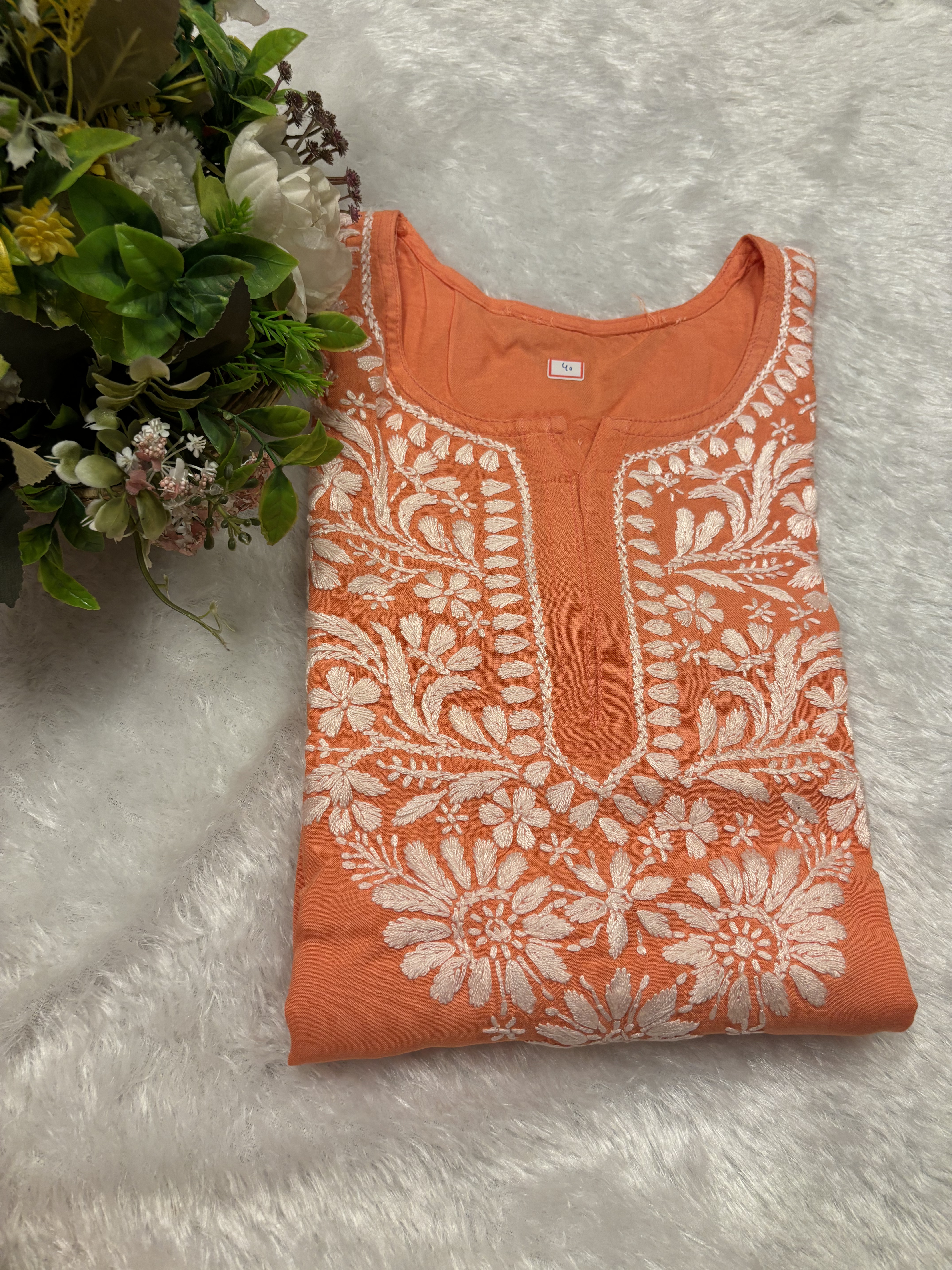 Short Chikankari Jeans Wear Kurti