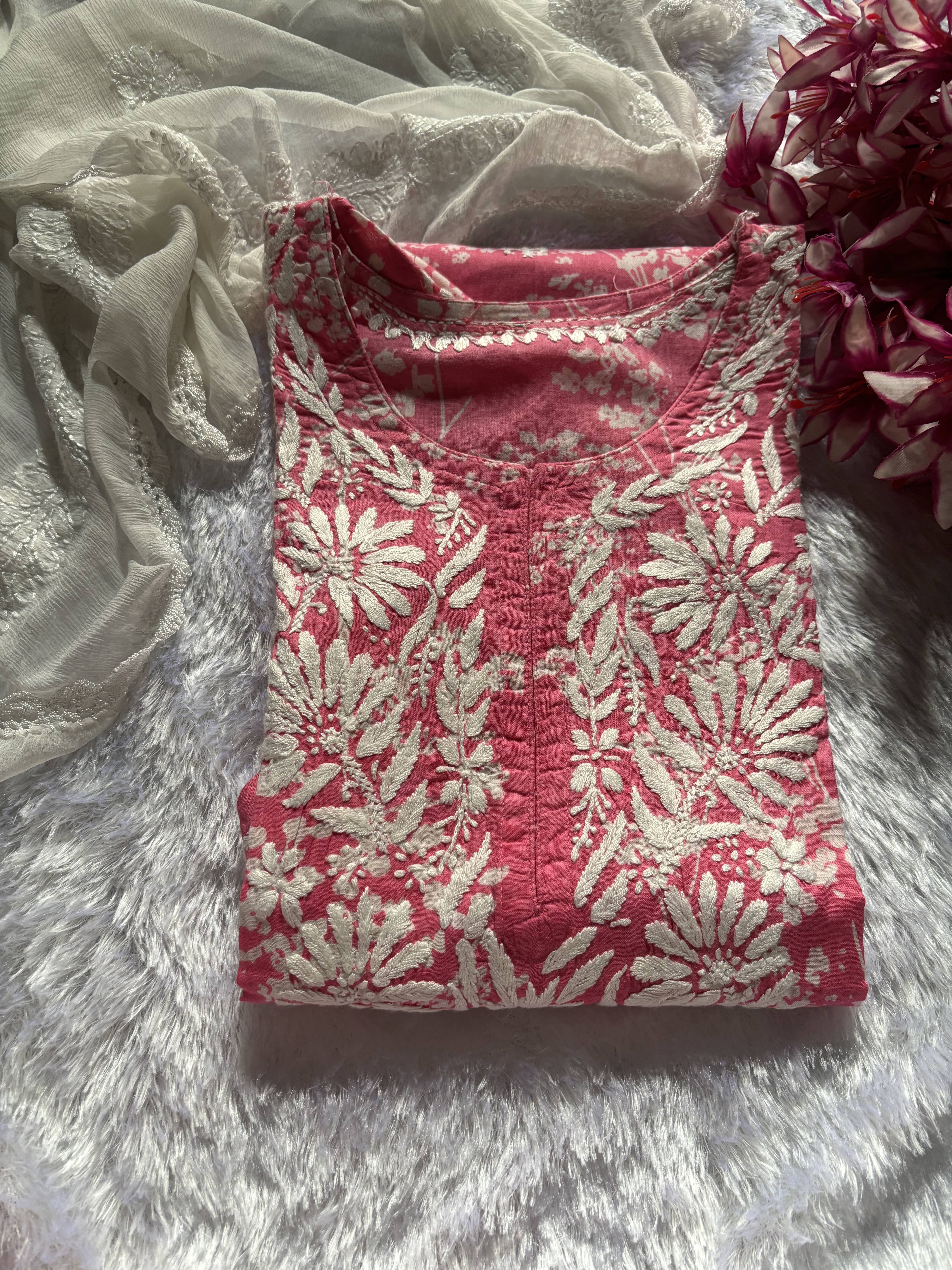 Soft Mulmul Cotton Chikankari Kurti