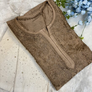 Pure Silk 3D Chikankari Kurti