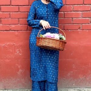 Elegant Handcrafted Chikankari Chanderi Silk Kurti Set | Long & Straight Fit | Non-Transparent Ethnic Wear