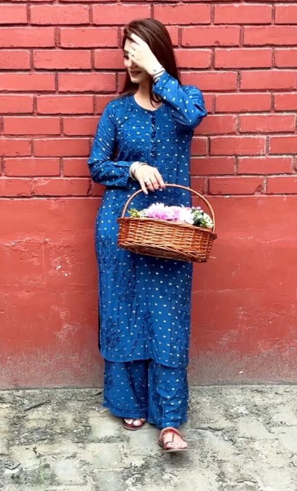 Elegant Handcrafted Chikankari Chanderi Silk Kurti Set | Long & Straight Fit | Non-Transparent Ethnic Wear