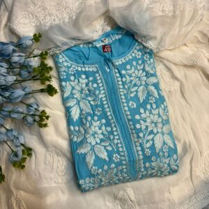 Luxe Modal Cotton Chikankari Kurti | Premium Silk Thread Embroidery | Handcrafted Ethnic Elegance