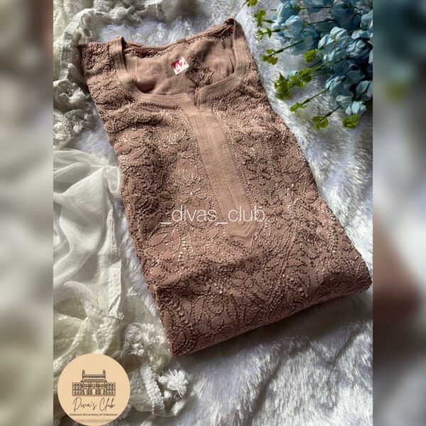 Luxe Viscose Chikankari Kurti | Resam Hand Embroidery | Pure Premium Fabric & Timeless Elegance - Image 3