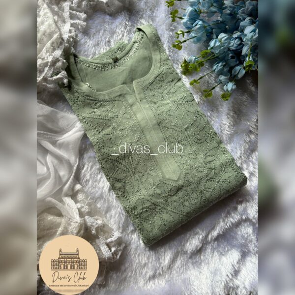 Luxe Viscose Chikankari Kurti | Resam Hand Embroidery | Pure Premium Fabric & Timeless Elegance - Image 4